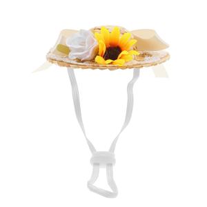 미니어처 직조 햇빛 가리개 모자 드레스업 액세서리 여름 의상용 리본 인조 꽃 장식 내경 4cm 튼튼한 라탄 천