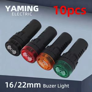 버저 표시등 AD16-16SM, 22SM, 순간 사운드, 플래시 라이트 알람, 12V, 24V, 220V, 16mm, 22mm, 10 개