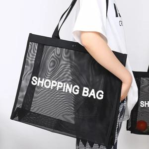 투명 나일론 메쉬 쇼핑백 쇼핑백을위한 대용량 숄더 핸드백 통기성 해변 여행 Storarge Bag