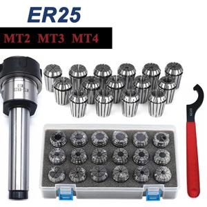 ER25 스프링 클램프 9PCS MT2 ER25 M12 1PCS ER25 렌치 1PCS 콜렛 척 모스 홀더 콘 CNC 밀링 선반 도구