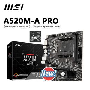 새로운 MSI A520M A PRO 마이크로 ATX AMD A520 DDR4 M.2 USB3.2 STAT 3.0 SSD/64G 최고 지원 R9 데스크탑 CPU 소켓 AM4 메인보드
