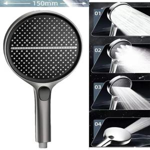 15CM 빅 패널 4 모드 압력 부스트 샤워 헤드 블랙 고압 대형 흐름 스프레이 노즐 마사지 샤워 욕실 액세서리