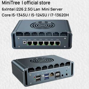 팬 쿨링 미니 방화벽 서버 6xi226 2.5G 랜 인텔 코어 i7-13620H i3-1215U PFsense 우분투 미니 PC 게이트웨이 DDR5 RAM 2.5인치 SATA