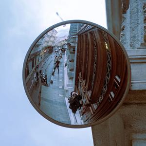 교통 볼록 PC 미러 광각 사각지대 코너 도로 주차 안전 교통 신호 볼록 미러, 야외 도로 16cm