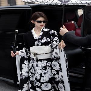 전통 기모노 목욕 가운 사진 스튜디오 새로운 도착 블랙 사무라이 공주 소녀 사진 의상 일본식 여성 의류