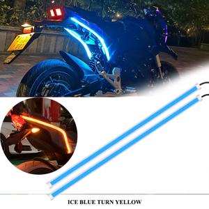 2Pcs 오토바이 회전 신호 램프 LED 주간 러닝 조명 테일 라이트 DRL 방수 장식 스트립 모터 브레이크 흐르는 빛