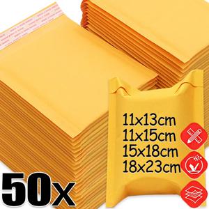 50/10x 크래프트 종이 버블 메일러 봉투 가방 버블 메일 링 가방 홈 노란색 셀프 인감 방수 쿠션 봉투 주머니