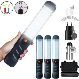 LED 손전등 자석 베이스와 걸이 후크가 있는 충전식 작업 조명 3가지 모드 자동차 수리 그릴 야외용 투광 조명