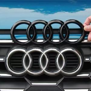 아우디 블랙/실버 4링 ABS 프론트 후드 그릴, 리어 러기지 배지 스티커, 아우디 A1 A3 A4 A5 A6 A7 A8 Q5 Q7 Q8에 적합