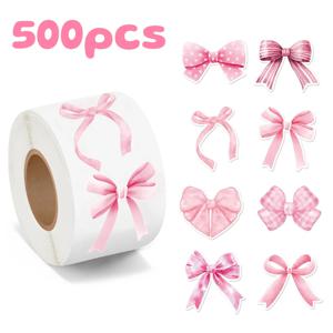 100-500pcs 결혼식 선물을위한 Bowknot 스티커 포장 라벨 장식 스티커 라벨 포장 Scrapbooking 편지지 공급