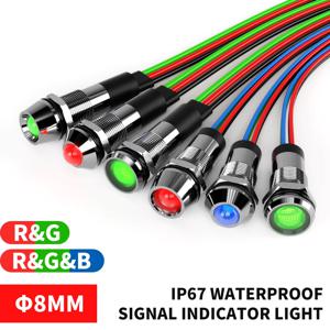 8mm 2/3 색상 RGB LED 신호 표시 등 ULCertificate IP67 방수 금속 패널 마운트 12-24V 보트 해양용 파일럿 라이트