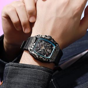 남성용 오리지널 디자인 자동 기계식 시계, 빛나는 뚜르비옹, 고무 스트랩 방수, 최고 브랜드, 30m