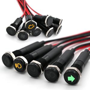 8mm 심볼 금속 표시등 LED 플랫 헤드 IP 67 방수 표시 패널 경고등 12V-24VDC 자동차 패널 장착용