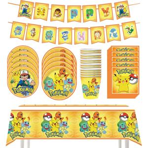 포켓몬 생일 파티 장식 피카추 컵 플레이트 일회용 식기 냅킨 어린이 파티 용품 선물