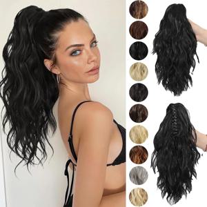 LUPU 14인치 합성 곱슬머리 클립형 포니테일, 데일리룩, 내열성, 우아한 할로윈 휴일 프로모션