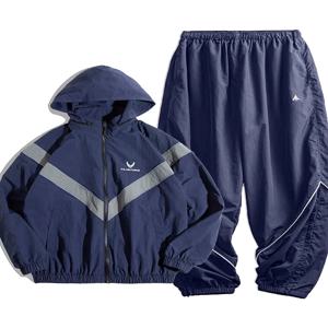 남성용 가을 겨울 캐주얼 스포츠 슈트, 반사 기능이 있는 빠른 건조 루즈 재킷과 긴 바지, 100% 나일론