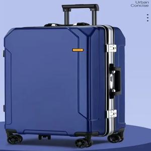유니버설 휠 캐리어 알루미늄 프레임 PC 여행 가방 남성용 비밀번호 잠금 장치가 있는 학생용 여행 가방, 패셔너블하고 미니멀한 명품 디자인