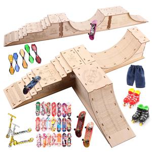 나무 손가락 스케이트파크 키트 핑거보드 디스플레이 랙 금속 합금 브리지 플라스틱 핑거보딩 손가락 끝 장난감 디지털 데크 ﻿