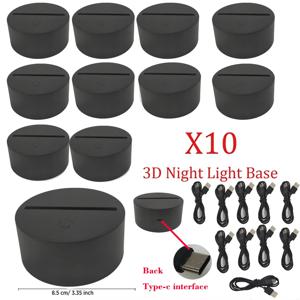 10Pcs 3D 밤 LED 조명 램프 자료 아크릴 수지 유리에 대 한 Type-c 케이블로 7 색 장식 조명 쇼 디스플레이 스탠드 홀더