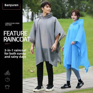긴 투명 두꺼운 망토 비옷, 남녀공용, 일회용, 성인용, 플러스 사이즈, 휴대용, 하이킹 및 여행에 적합