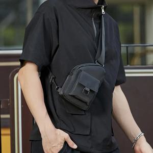남성용 캐주얼 크로스백 다기능 체스트백 심플 여름 백팩 트렌디 브랜드 스몰백 스트릿 스타일 단색