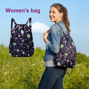 여성용 드로스트링 미니멀리스트 백팩 나일론 드로스트링 파우치 대용량 다용도 경량 여행용