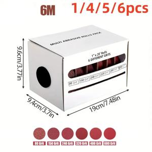 연마 도구 사포 롤, 에머리 천 롤 그릿 80 150 240 320 400 600 연마 벨, 6 계량기, 25cm 너비, 1/4/5/6