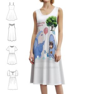 Friendly Shark 여성용 우아한 파티 드레스 A라인 드레스(짧은/긴/소매 없는 옵션 포함) Friendly Shark Shark Boy Blue Water
