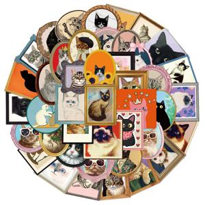 50개 귀여운 고양이 장식 재미있는 그래피티 스티커 DIY 휴대폰 케이스 노트북 스크랩북 휴대폰 고양이 사진 프레임 스티커
