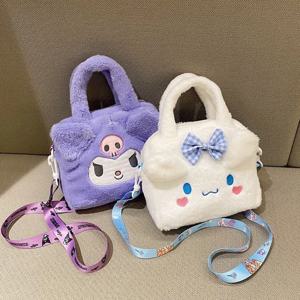 애니메이션 산리오 쿠로미 핸드백 마이 멜로디 시나모롤 플러시 화장품 가방 KT 고양이 여행용 수납 가방 여성 생일 크리스마스 선물