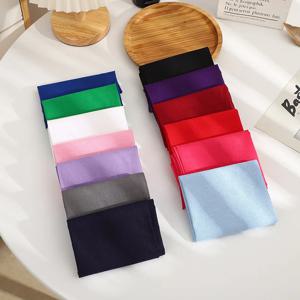 12개 순수 코튼 일반 사각 스카프 남녀공용 단색 손수건 머리 스카프 54*54cm