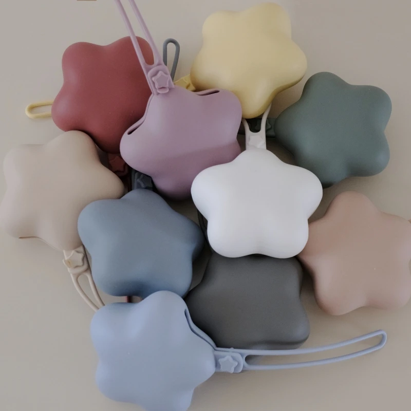 아기 젖꼭지 보관함 휴대용 유모차 걸이 스트랩 치발기 낙하 방지 별 모양 실리콘 젖꼭지 보관함
