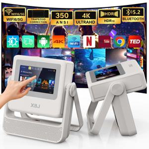 XBJ 스마트 터치 스크린 휴대용 프로젝터 4K 지원 와이파이 6 블루투스 자동 초점 휴대폰/TV스틱/PC/실내외 호환