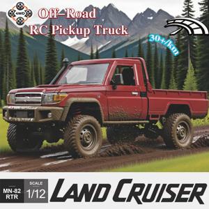 MN82 업그레이드 PRO 오프로드 4륜 구동 픽업트럭 1:12 스케일 RC카 (헤드라이트 포함) 2.4G 무선 조종 장난감 어린이 야외 놀이 선물