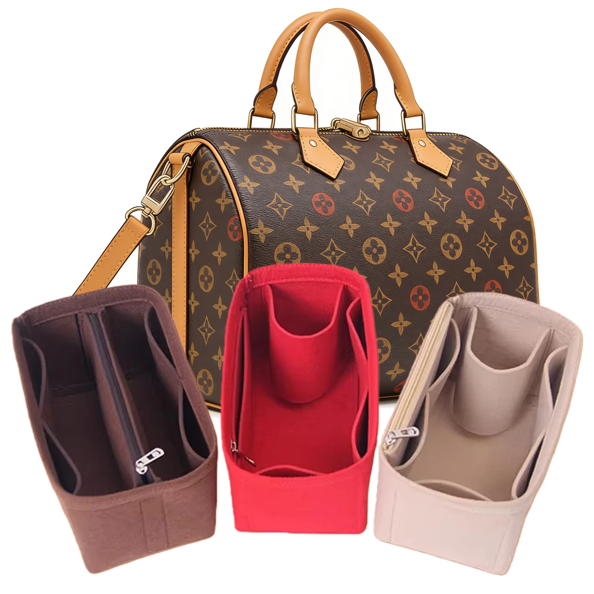 스피디 25 30 35 펠트 퍼스 인서트 핸드백 및 토트백 네버풀 오거나이저 인서트