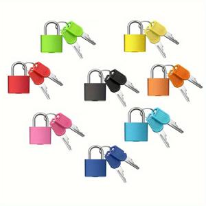 6pcs 여행 가방 잠금 장치 2개의 키가 있는 작은 강력한 자물쇠 여행용 작은 여행 가방 도난 방지 잠금 장치 서랍 일기장 컬러 플라스틱 케이스 잠금 장치