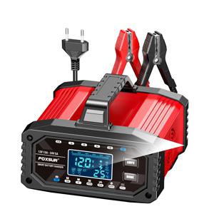 FOXSUR 15A/5A 자동차 오토바이 배터리 충전기 12V/24V 스마트 충전기 리튬 AGM GEL 납산 LiFePO4 배터리 범용 충전기