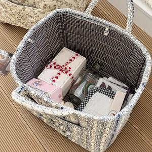 패브릭 파스토럴 천 수납 바구니, 휴대하기 쉬운 손잡이가 있는 세탁물 보관함, 선반, 옷장, 홈 오피스 장식용 정리함