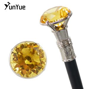 화이트 옐로우 다이아몬드 타입 워킹 케인 신사용 우아한 패션 장식용 지팡이 빈티지 코스프레 크로지어 손잡이 셉터