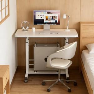 바퀴가 달린 휴대용 조절식 노트북 책상, 간편하게 이동 가능한 침대 옆 컴퓨터 테이블, 침실, 사무실, 가정용 리프트 스터디 테이블