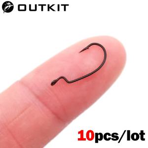 OUTKIT 10pcs 미니 스타일 소프트 웜 후크 고 탄소강 와이드 슈퍼 잠금 Fishhooks 미끼 Softjerk Rockfishing 낚시 태클