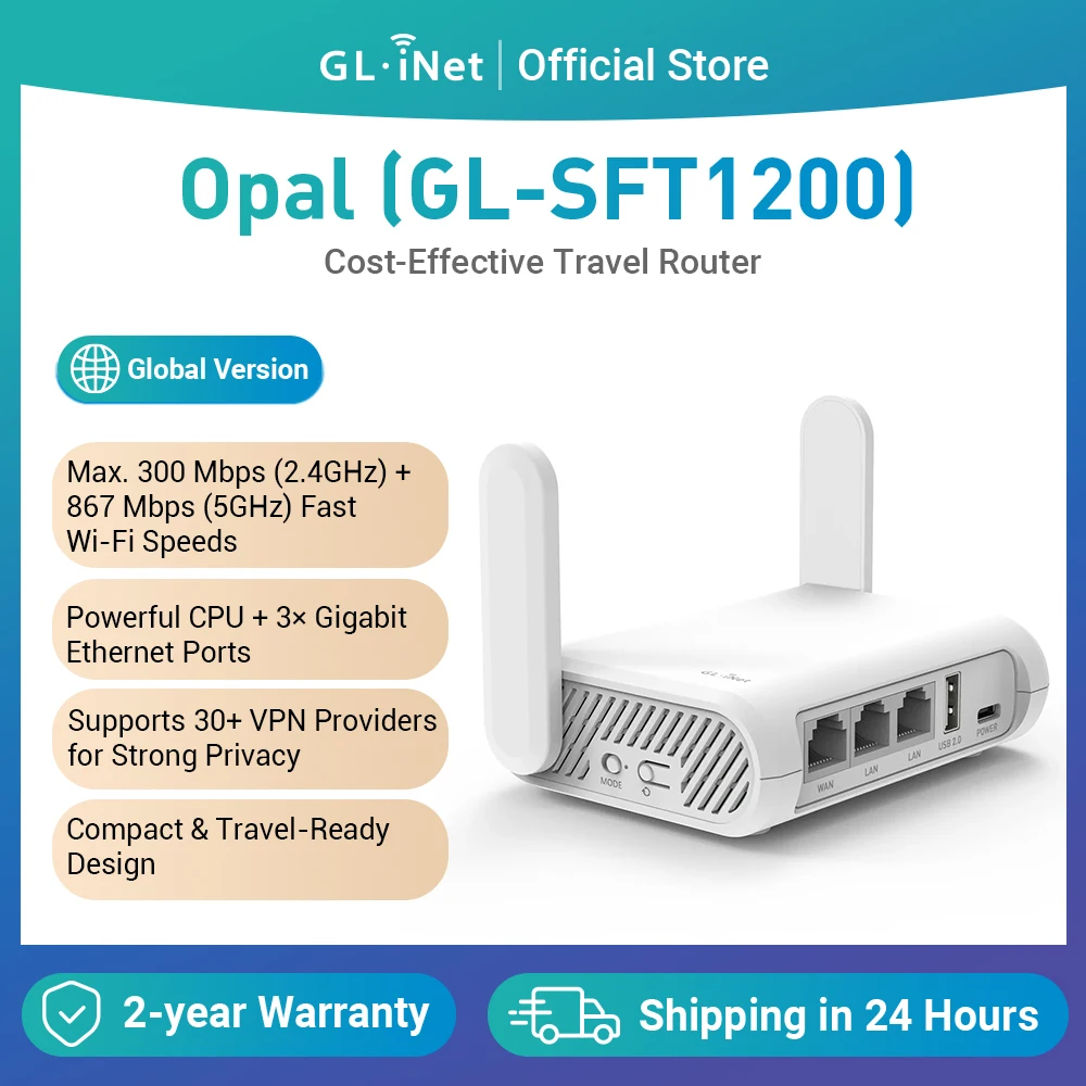 GL. Net Opal(GL-SFT1200) 기가비트 듀얼 밴드 무선 여행 라우터 지원 IPV6, Tor, Openwrt, 최고의 가치 포켓 사이즈 리피터