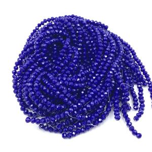 크리스탈 비즈 2 3 4 6 8mm Rondelle 느슨한 스페이서 파란색 유리 구슬 보석 만들기 팔찌 용품 목걸이 DIY 액세서리