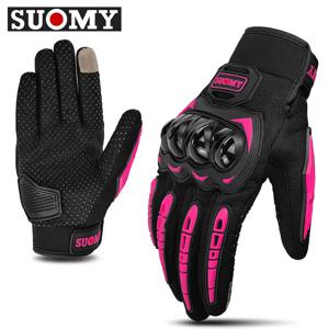 Suomy 레이디 핑크 오토바이 장갑 여름 여성 통기성 모토 크로스 레이싱 장갑 오토바이 자전거 사이클링 모토 장갑 여성