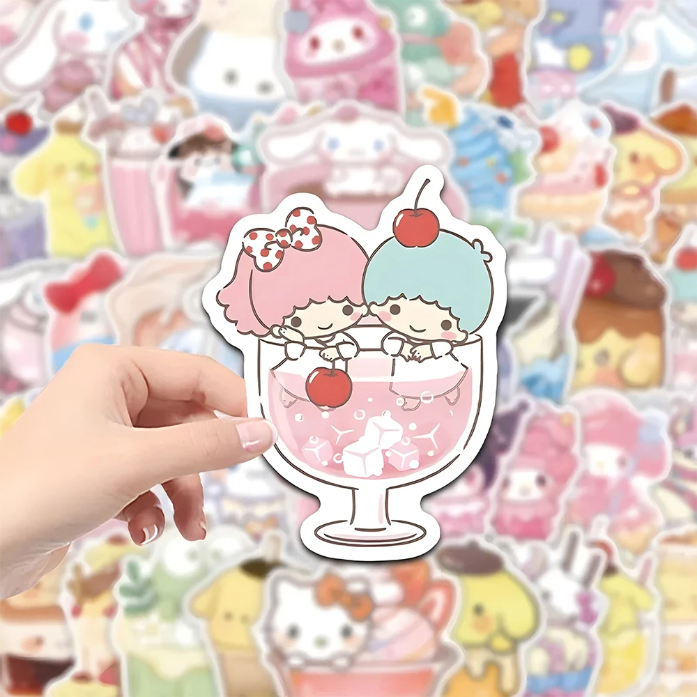 10/30/53pcs 귀여운 Sanrio 음식 만화 스티커 Kuromi 멜로디 데칼 어린이 장난감 냉장고 노트북 수하물 전화 낙서 스티커 장식