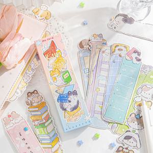 30 개/상자 Kawaii 애완 동물 상자 책갈피 세트 귀여운 손으로 그린 ​​패턴 손 계정 읽기 쓰기 마크 학습 초점