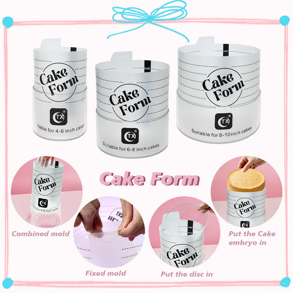 조절 가능한 원형 케이크 틀, 접이식 퐁당 무스 케이크 링, 아크릴 원형 베이킹 링, 크리스마스 파티용 케이크 도구