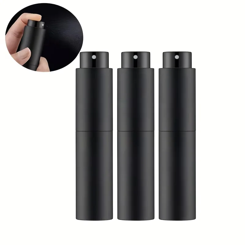10ml 여행용 향수 분무기, 리필 가능한 콜론 용기, 미니 분무기 크기에 적합한 빈 스프레이 병 (블랙)