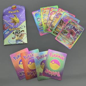 10개 포켓몬 카드 영어 프랑스어 독일어 스페인어 컬러풀 골드 포일 Vmax EX GX 블랙 실버 카드 피카츄 배틀 컬렉션 카드