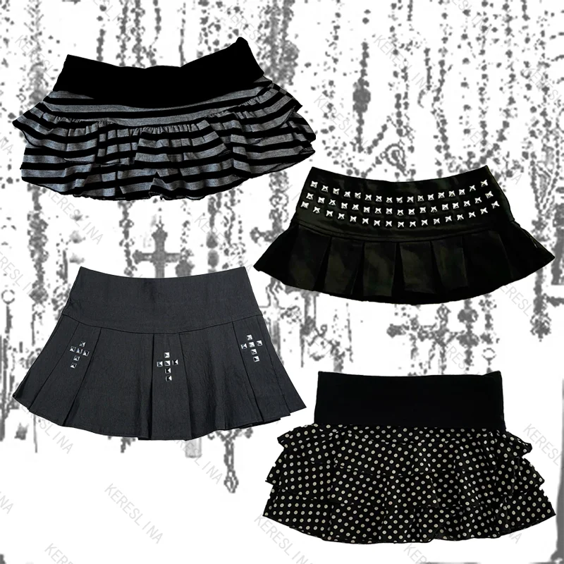 미국 펑크 고딕 레트로 스타일 에모 걸 슬림핏 스커트 하라주쿠 달콤하고 섹시한 스파이시 걸 스타일 다용도 미니 스커트